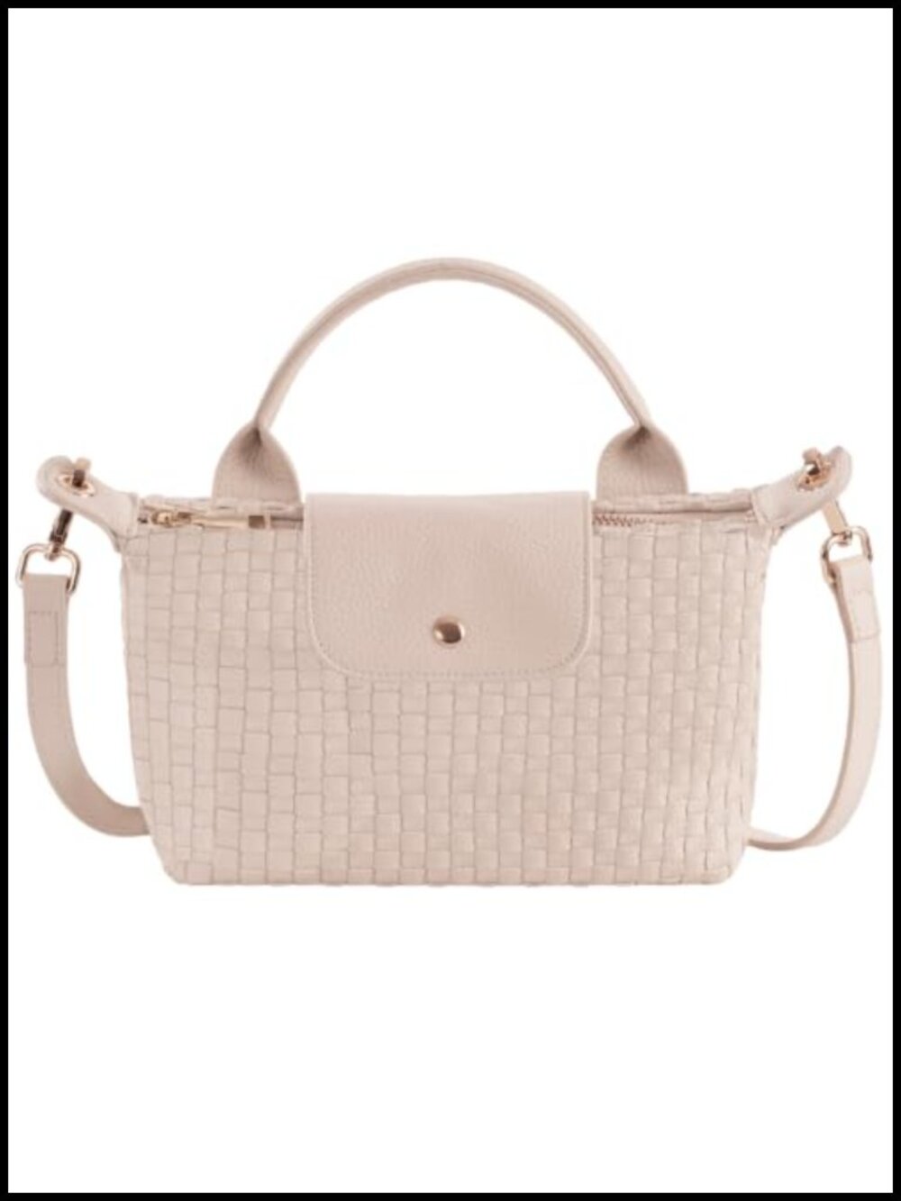 Woven Mini Crossbody Bag Vegan Leather Checkered Handbag Adjustable Strap